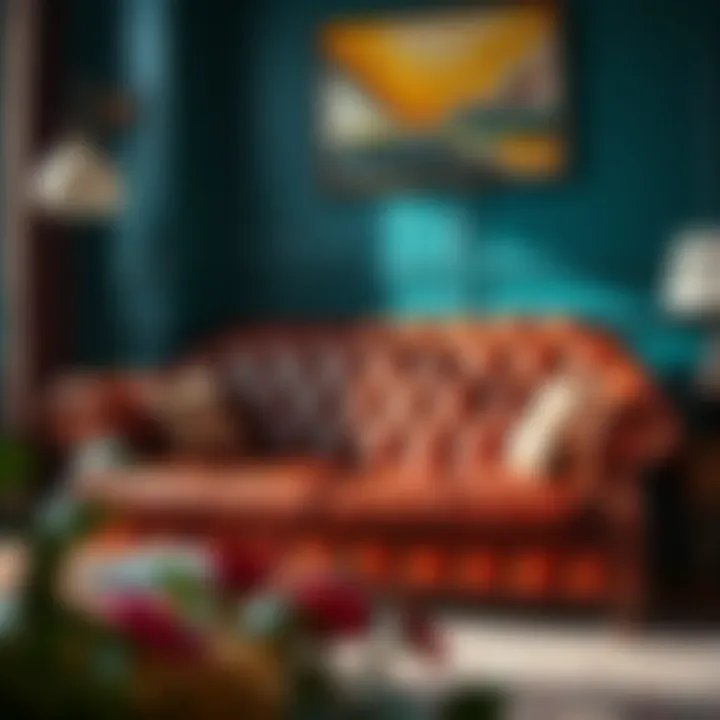 A beautifully recovered leather sofa showcasing vibrant color and texture