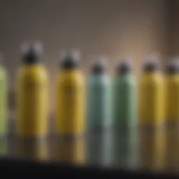 Various types of gnat sprays lined up for comparison