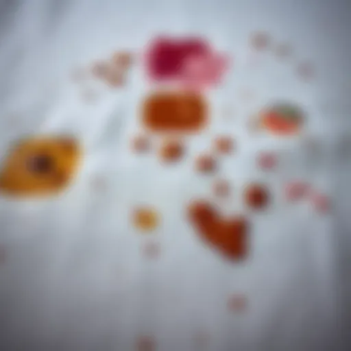 Diverse Stains on Luxurious Velvet Luxurious velvet fabric with diverse stains