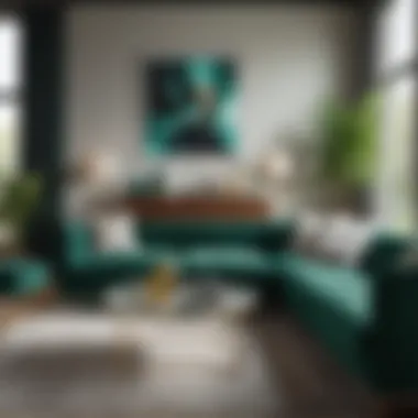 Contemporary Design Featuring an Emerald Green Couch Contemporary living room featuring an emerald green couch as a focal point