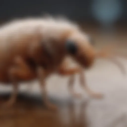 Close-up of a flea on a pet's fur