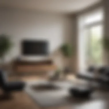 Sleek Minimalist Living Space Modern minimalist living room with elegant furniture