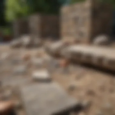 Materials Selection for Backyard Remodeling Materials selection for backyard remodeling, including samples of stone and wood.
