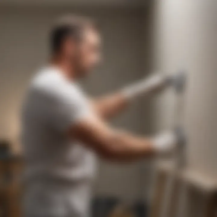 Professional painter applying a coat of paint on walls