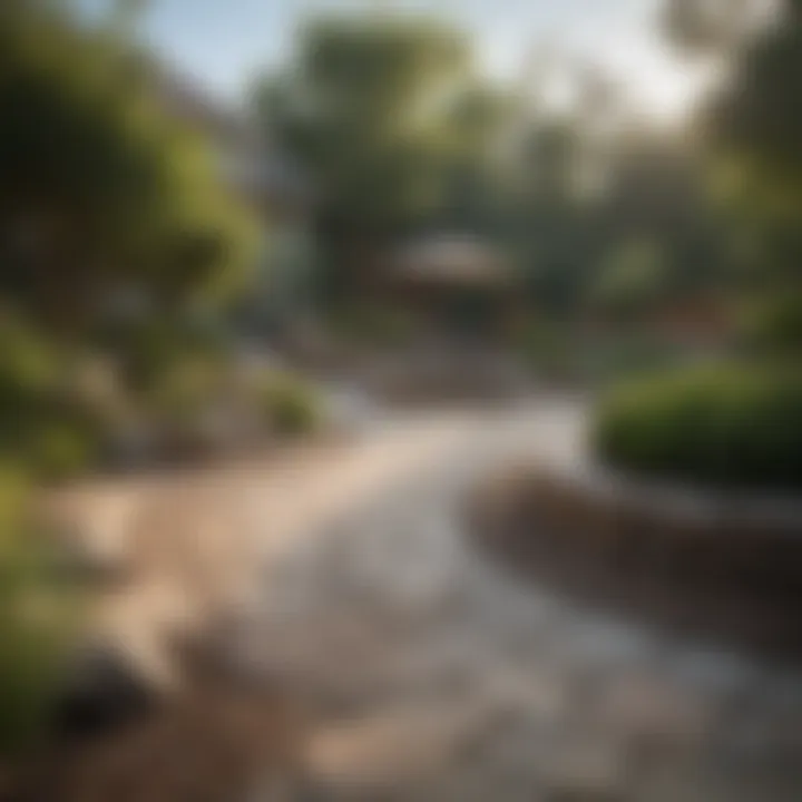 A well-balanced front yard showcasing the integration of hardscape and softscape elements.