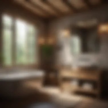 Creating a Cozy Atmosphere Warm lighting in a rustic bathroom