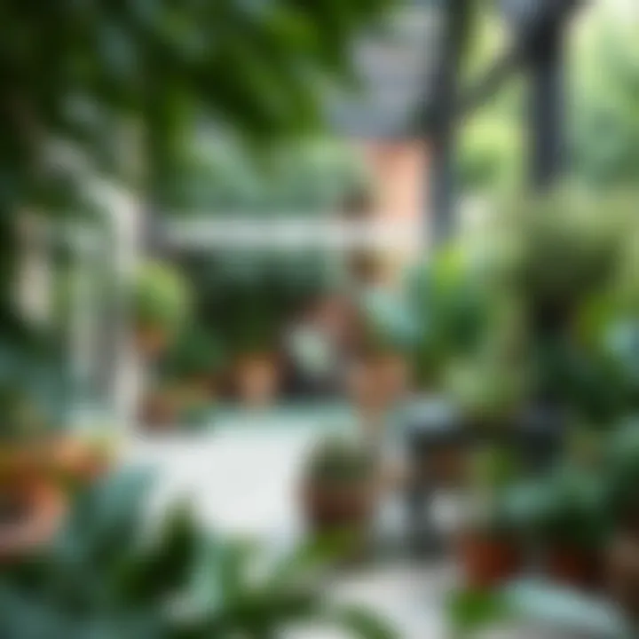 A patio transformed into a lush oasis with greenery