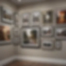 A beautifully arranged gallery wall showcasing a diverse collection of artwork and photographs