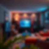 Cozy gaming room setup with ambient lighting