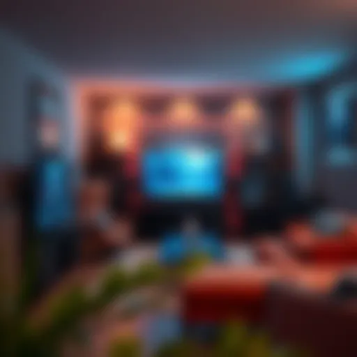 Cozy gaming room setup with ambient lighting