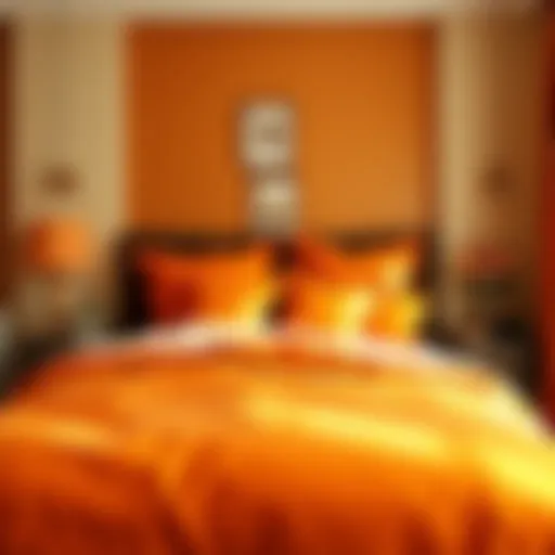 Luxurious burnt orange bedding arrangement
