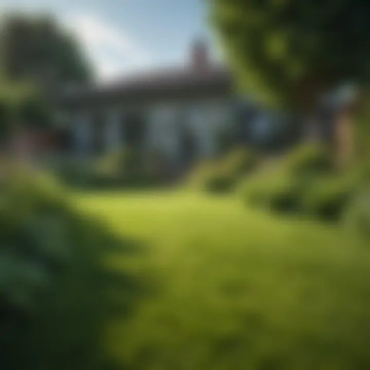 A lush green lawn under a clear blue sky