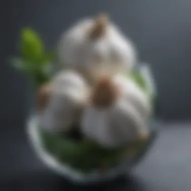 Aesthetic arrangement of garlic in a water-filled container