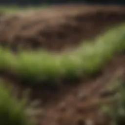 A close-up of healthy grass growing in nutrient-rich soil.