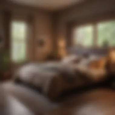 A cozy bedroom featuring earthy tones and sustainable materials