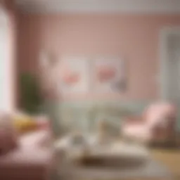 A serene living room showcasing soft pastel wall colors