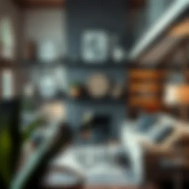 Artful Decor Enhancing Living Room Aesthetics Artful decor items displayed on shelves and walls of a customized living room
