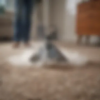 Demonstration of proper steam cleaning technique on a wool rug