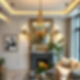 Elegant chandelier in a living room setting