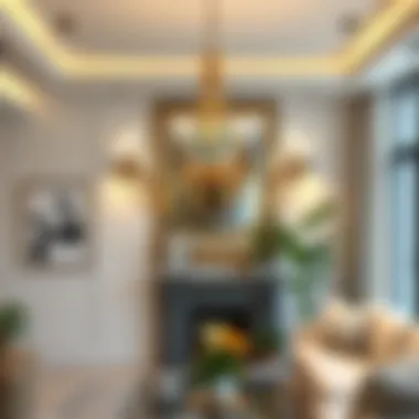 Chic Chandelier in a Modern Living Room Elegant chandelier in a living room setting
