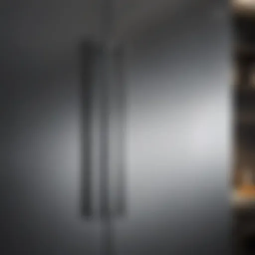 A gleaming stainless steel refrigerator reflecting light