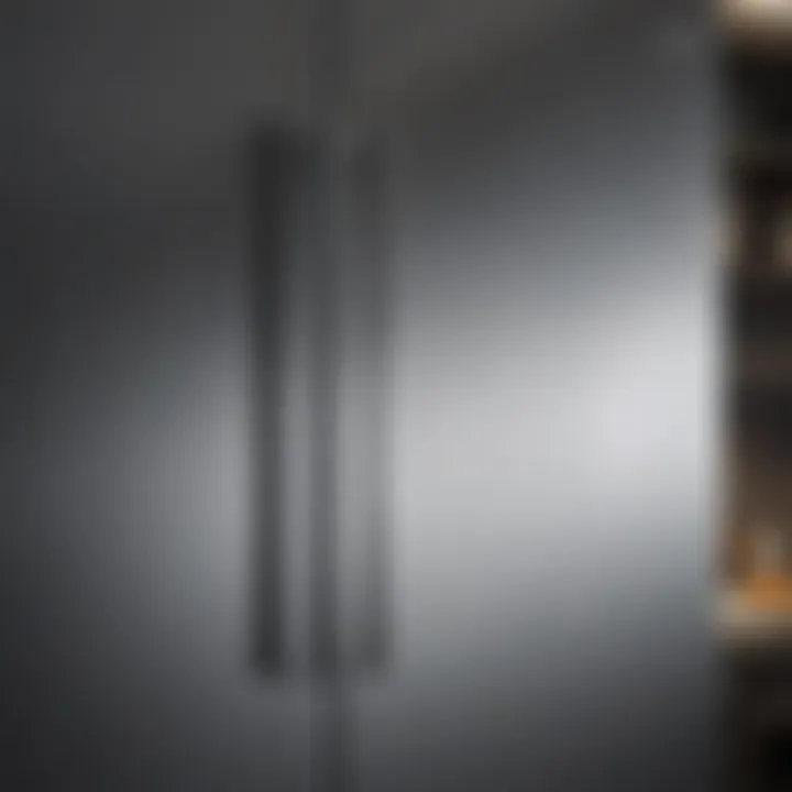 A gleaming stainless steel refrigerator reflecting light