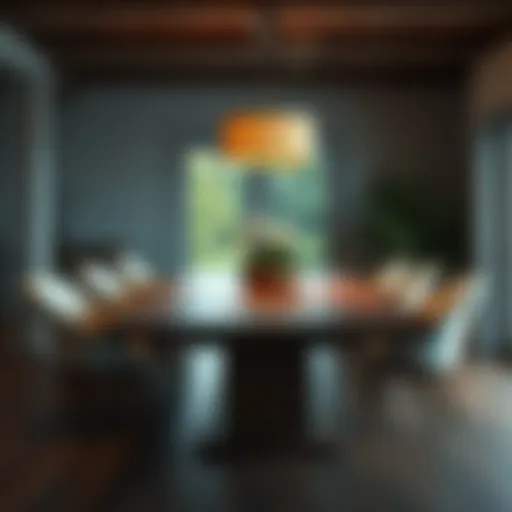 Elegant wooden dining table with modern chairs