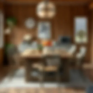 Rustic farmhouse dining table set in a cozy setting