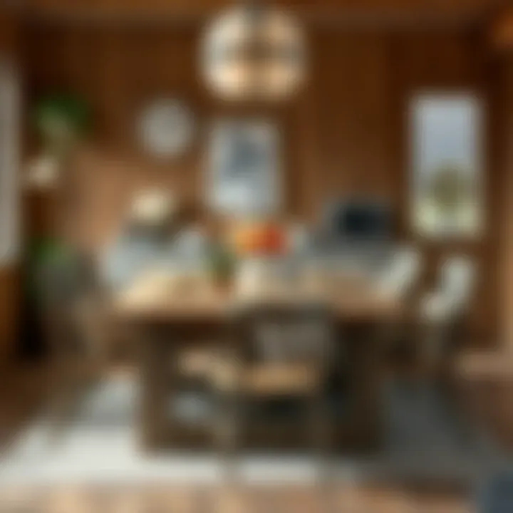 Rustic farmhouse dining table set in a cozy setting