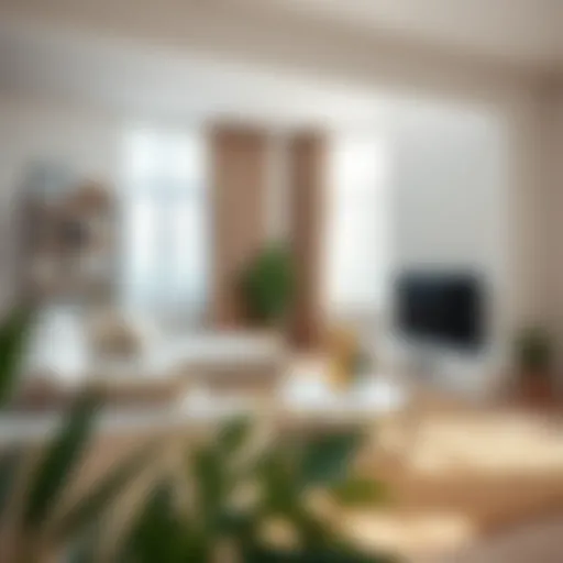 A beautifully organized living room showcasing minimalist decor and efficient space usage.