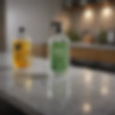 Eco-friendly cleaning products displayed on a countertop