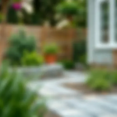 A garden featuring permeable paving materials