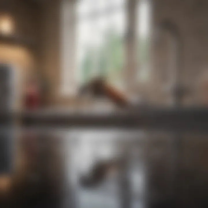 Close-up of a mosquito on a kitchen surface