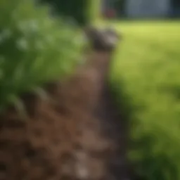 Vibrant green lawn with healthy grass and soil beneath