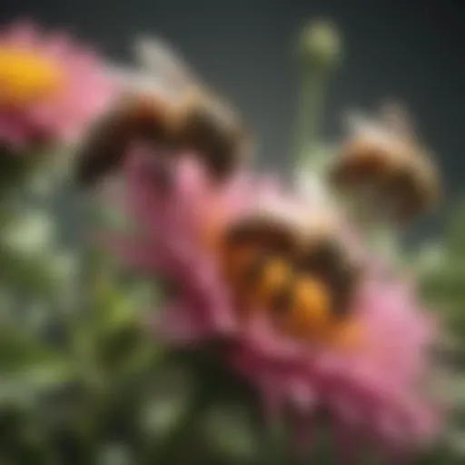 A close-up view of bees on a flower, emphasizing their role in nature.