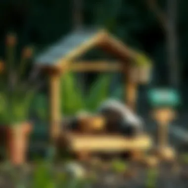 An outdoor feeding station set up for wildlife