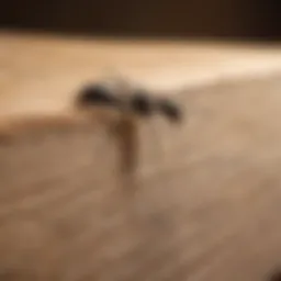 Close-up view of carpenter ants on wooden surface