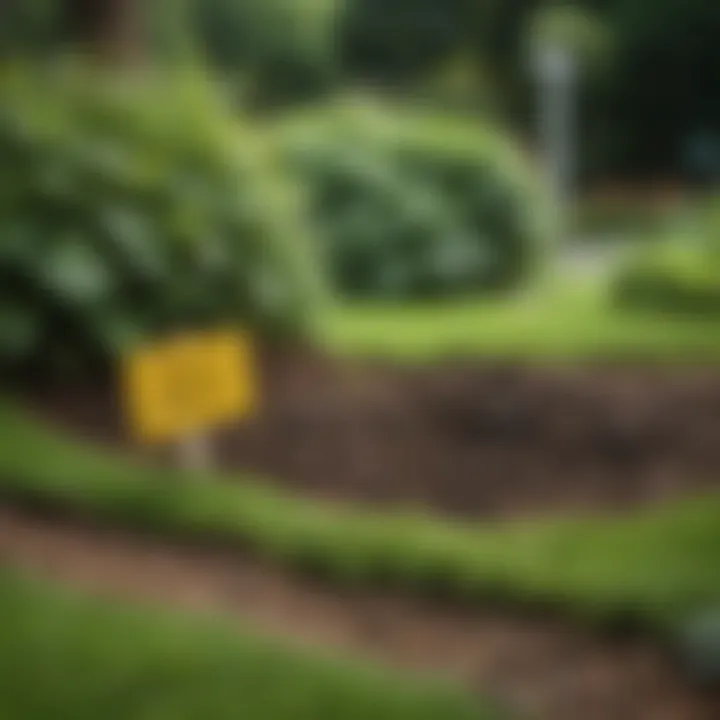 A lush green yard with signs of mole activity, illustrating the impact of moles on landscaping.