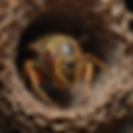 Close-up of a paper wasp nest showcasing its intricate structure