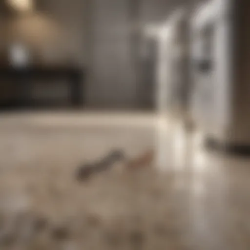 Close-up of an ant trail on a kitchen surface