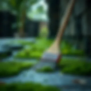 Brushing technique to remove moss from cement