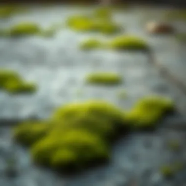 Lush green moss thriving on a cement surface