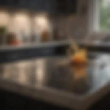 Splatter of oil on a kitchen counter