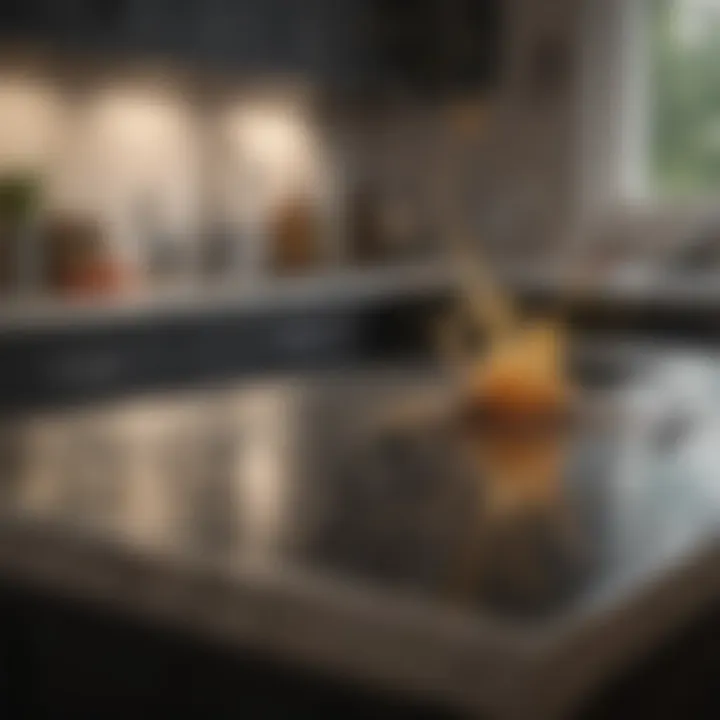 Splatter of oil on a kitchen counter