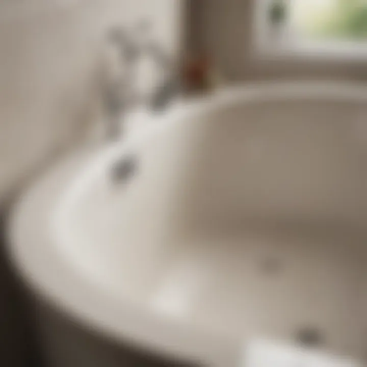 Detailed view of a clean bathtub surface after hard water stain removal