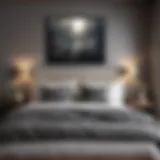 Elegant artwork arrangement above a bed