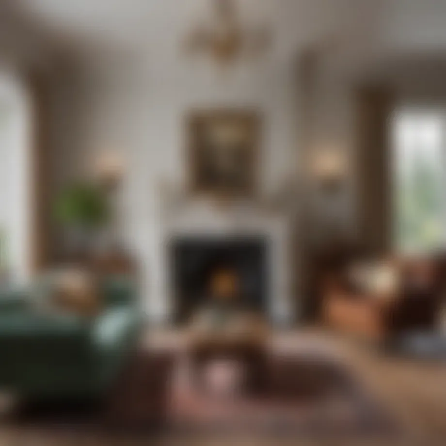 A beautifully arranged English living room showcasing classic furniture and decor