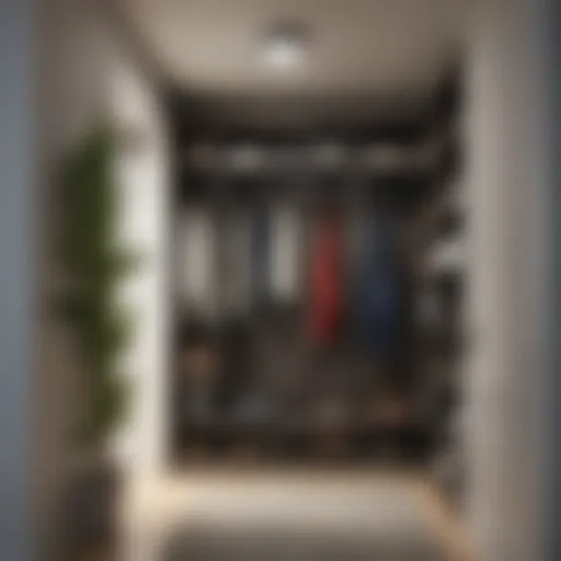 Sleek modern entryway closet with organized shelves