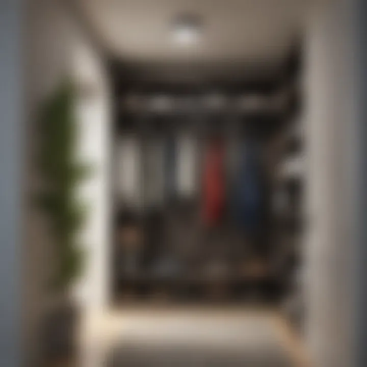 Sleek modern entryway closet with organized shelves