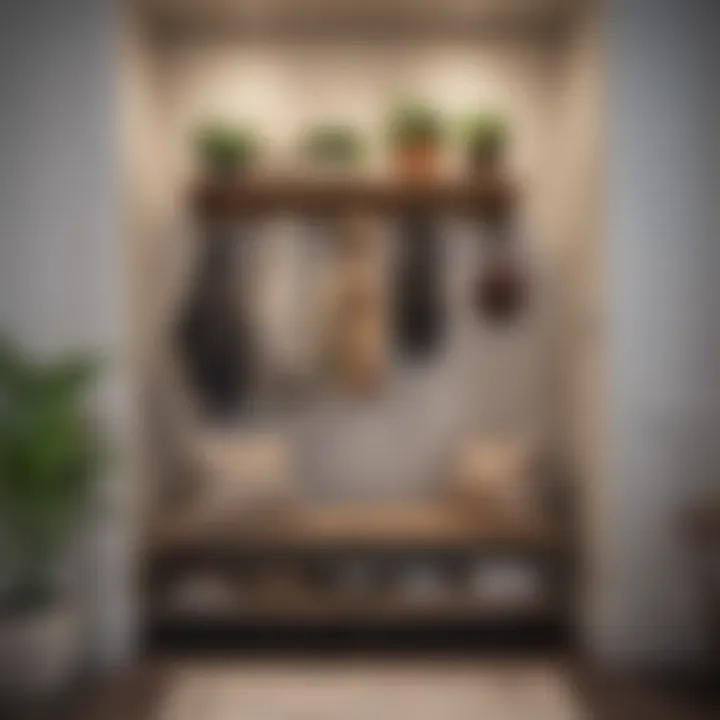 Stylish entryway with decorative closet organizer